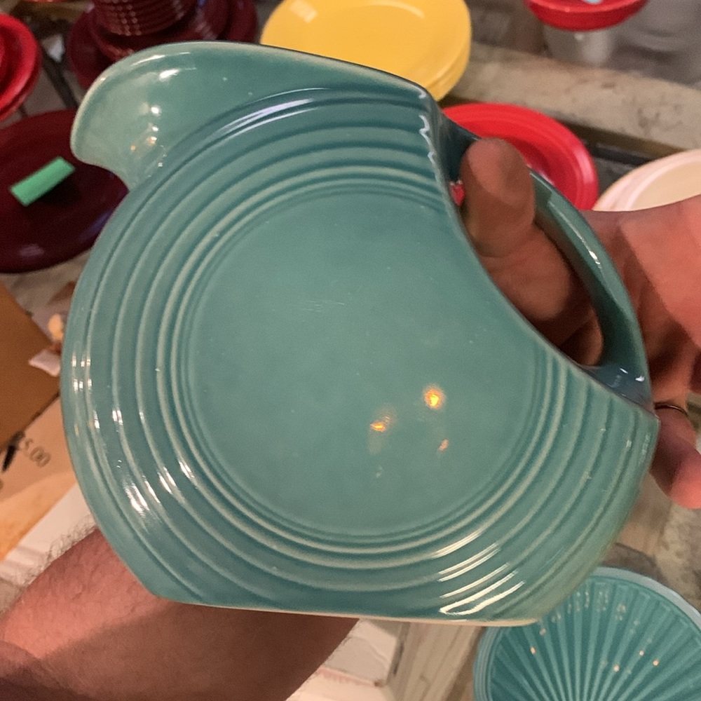 Fiesta Turquoise Large Disk Pitcher - Picture 2 of 5